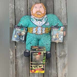 Vintage 1990s WWF WWE Wrestling Toys Bundle - Sealed CM Punk, Stuffie & More